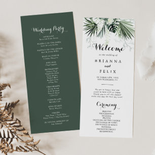 Tropical Greenery White Floral Wedding Program Programme