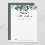 Tropical Greenery White Floral Wedding Well Wishes Advice Card<br><div class="desc">This modern calligraphy wedding well wishes advice card is perfect for a rustic wedding. The design features green palm leaves bouquets with white lovely flowers. These cards are perfect for a wedding, bridal shower, baby shower, graduation party & more. Personalise the cards with the names of the bride and groom,...</div>