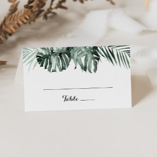 Tropical Greenery White Wedding  Place Card
