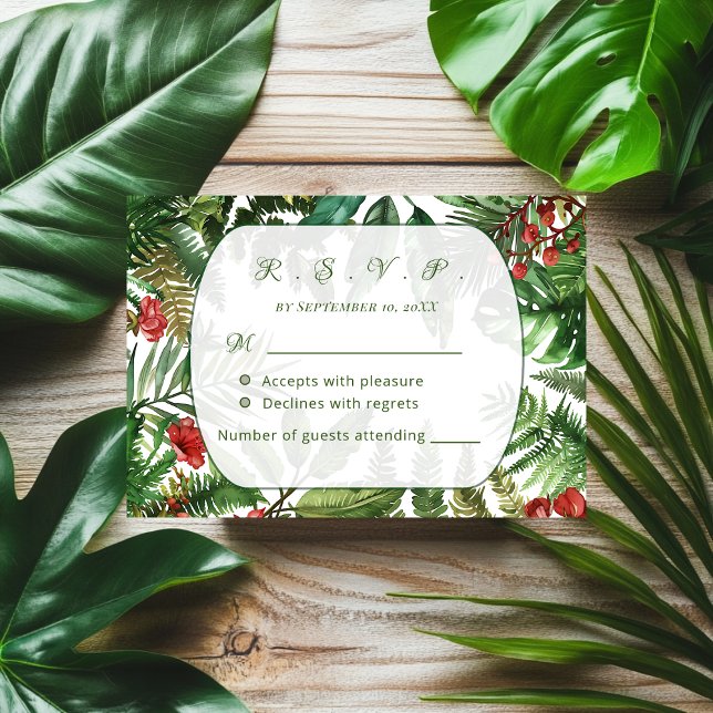 Tropical Greens Botanical RSVP Card (Creator Uploaded)