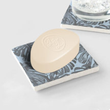 Tropical Grey Blue Jungle Leaves
