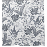 Tropical Grey Foliage Floral White Pattern