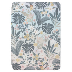 Tropical Grey Gold Foliage Floral Pattern iPad Air Cover