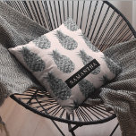 Tropical Grey & Pink Pineapple Pattern With Name Cushion<br><div class="desc">Tropical Grey & Pink Pineapple Pattern With Name</div>