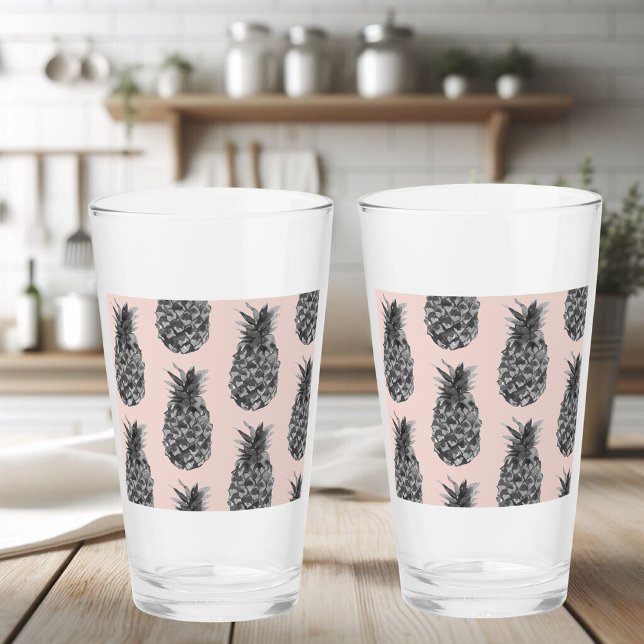 Tropical Grey & Pink Pineapple Seamless Pattern Glass (Creator Uploaded)