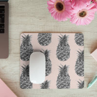 Tropical Grey & Pink Pineapple Seamless Pattern