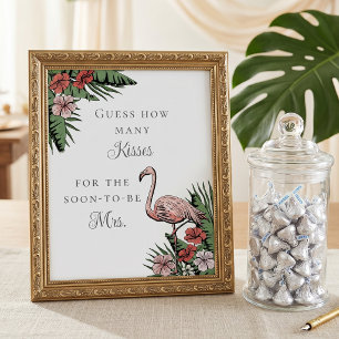 Tropical Guess How Many Kisses Bridal Shower Game Poster