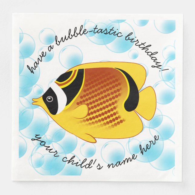 Tropical Halfmoon Butterflyfish Exotic Sealife Napkin (Front)
