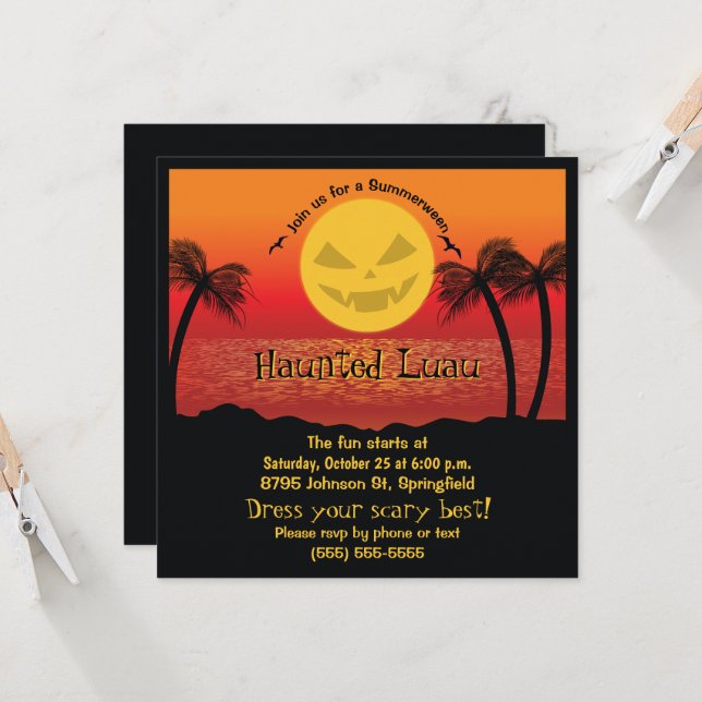 Tropical Halloween Invitation (Front/Back In Situ)