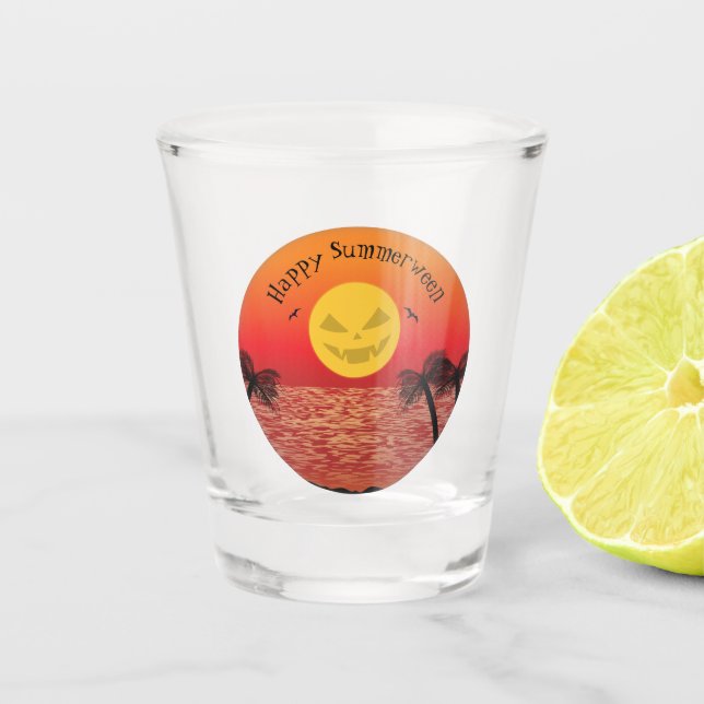 Tropical Halloween Shot Glass (Front)