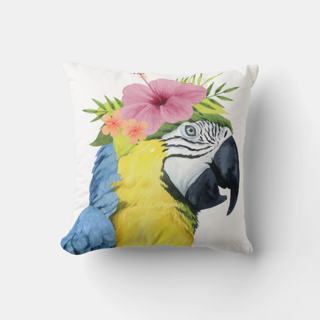 Tropical Halo - Parrot Cushion (Front)