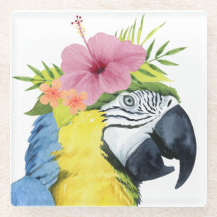 Tropical Halo - Parrot Glass Coaster