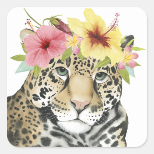 Tropical Halo   Sweet Cheetah Square Sticker