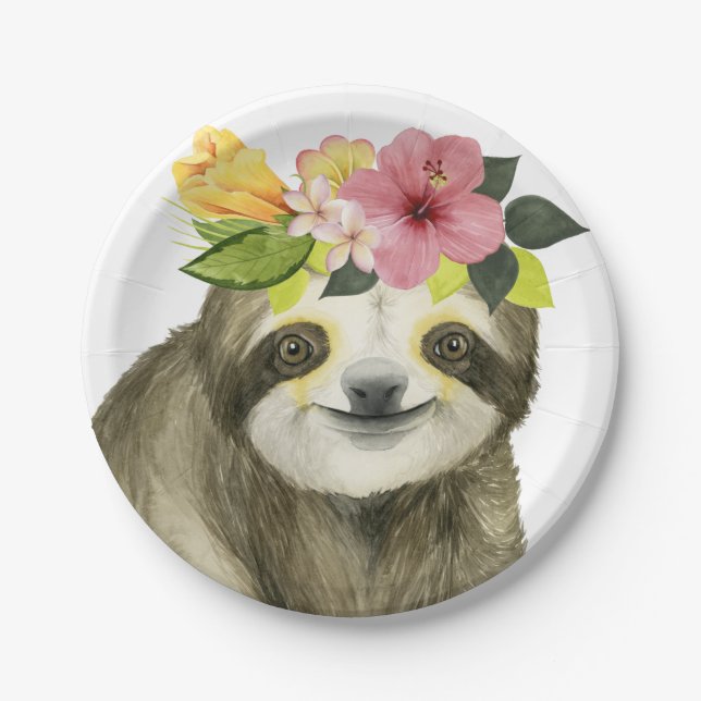 Tropical Halo | Sweet Sloth Paper Plate (Front)