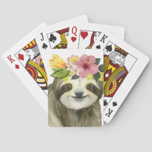 Tropical Halo Sweet Sloth Playing Cards