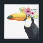 Tropical Halo - Toucan Magnet<br><div class="desc">Tropical Halo III" by Grace Popp. Features a Toucan bird wearing flowers.</div>