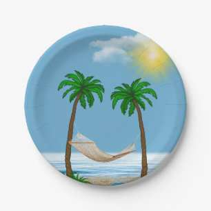 Tropical hammock and palm trees paper plate