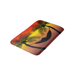 Tropical Hammock Island Sunset Bath Decor Mat