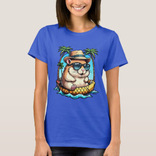 Tropical Hamster in Pineapple Floaty Cute Summer T-Shirt