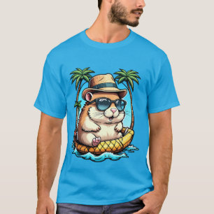 Tropical Hamster in Pineapple Floaty Cute Summer  T-Shirt
