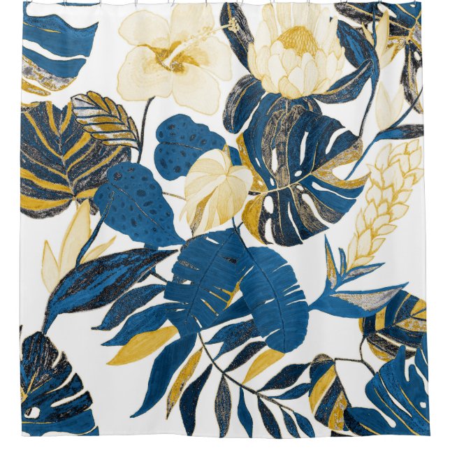 Tropical Hand Drawn: Creative Seamless Pattern Shower Curtain (Front)
