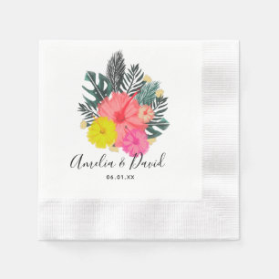 Tropical Hand Drawn Hawaii Script Save the Date Napkin