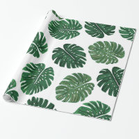 Tropical Hand Painted Swiss Cheese Plant Leaves