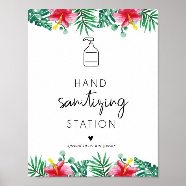 Tropical Hand Sanitising Station Poster (Front)