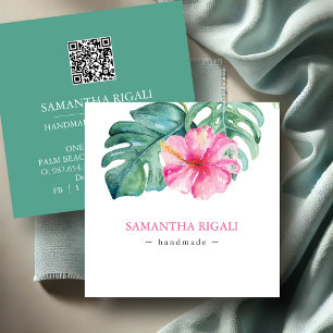 Tropical Handmade Flower Business Cards QR code