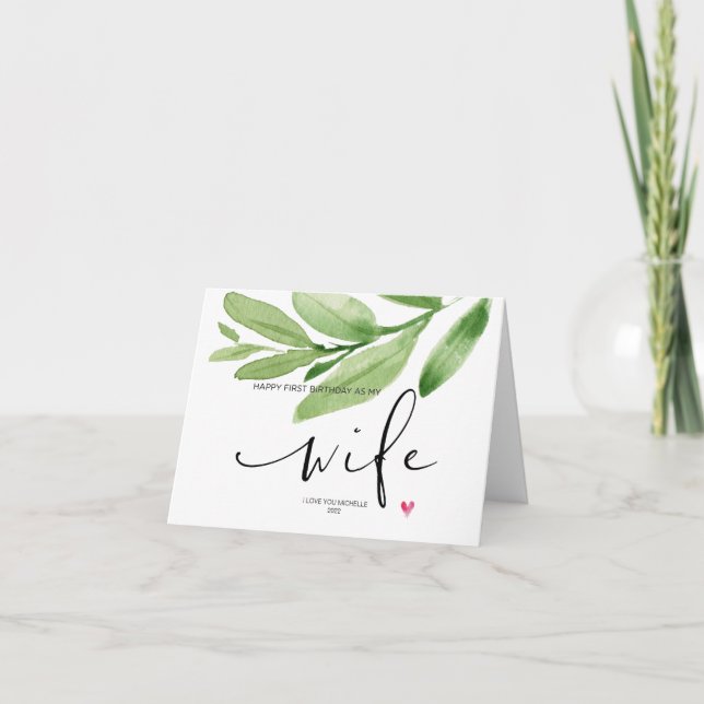 Tropical Happy First Birthday As My Wife Gift Card (Front)