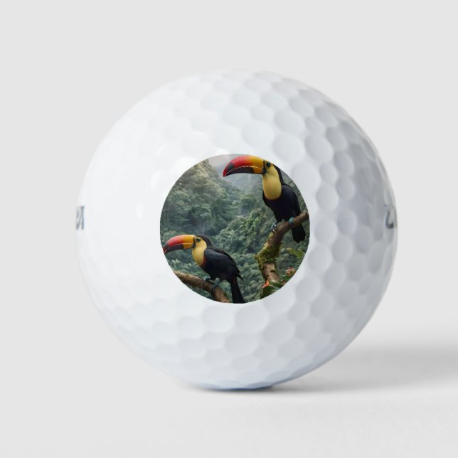 Tropical Harmony: Two Toucans in the Canopy Golf Balls (Front)
