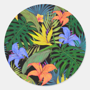 Tropical Hawaii Aloha Flower Graphic Classic Round Sticker