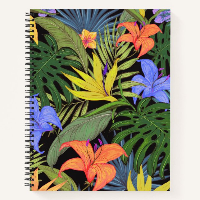 Tropical Hawaii Aloha Flower Graphic Notebook (Front)