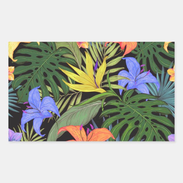 Tropical Hawaii Aloha Flower Graphic Rectangular Sticker (Front)