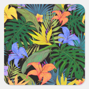 Tropical Hawaii Aloha Flower Graphic Square Sticker