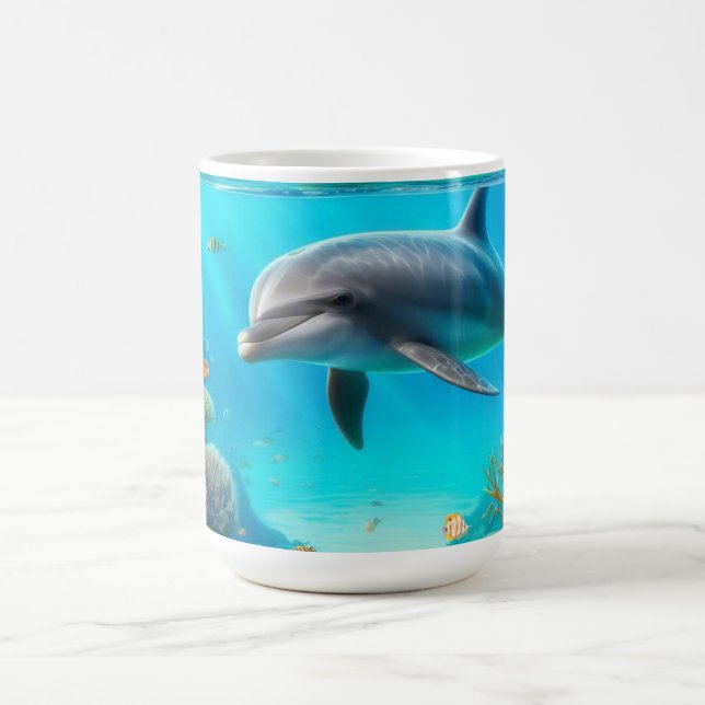 Tropical/Hawaii colourful underwater dolphin Coffee Mug (Center)