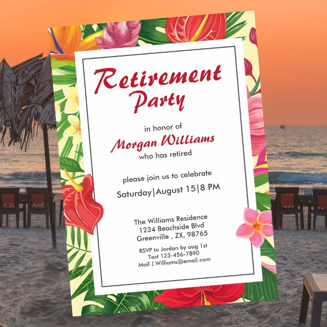 Tropical Hawaii Flower Retirement Party Invitation (Creator Uploaded)