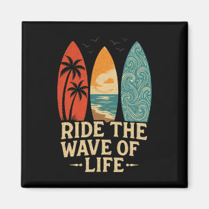 Tropical Hawaii Palm Tree Surfing Beach Surfboard  Magnet