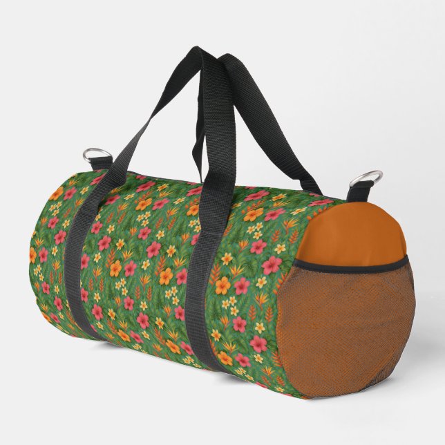 Tropical/Hawaii patterned floral Duffle Bag (Right Corner)