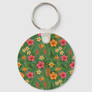 Tropical/Hawaii patterned floral Key Ring
