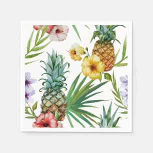 Tropical hawaii theme watercolor pineapple pattern napkin