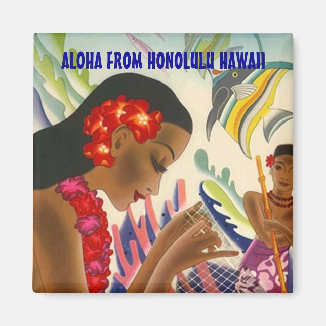 TROPICAL HAWAII TRAVEL SOUVENIR MAGNET ~ CUSTOMIZE (Front)