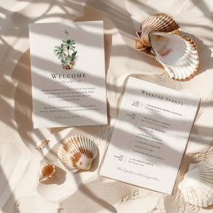 Tropical Hawaii Wedding Welcome Itinerary Card