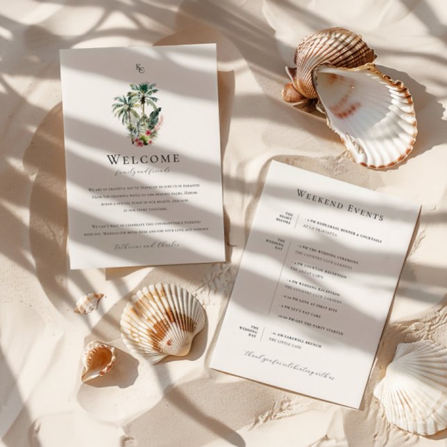 Tropical Hawaii Wedding Welcome Itinerary Card (Creator Uploaded)