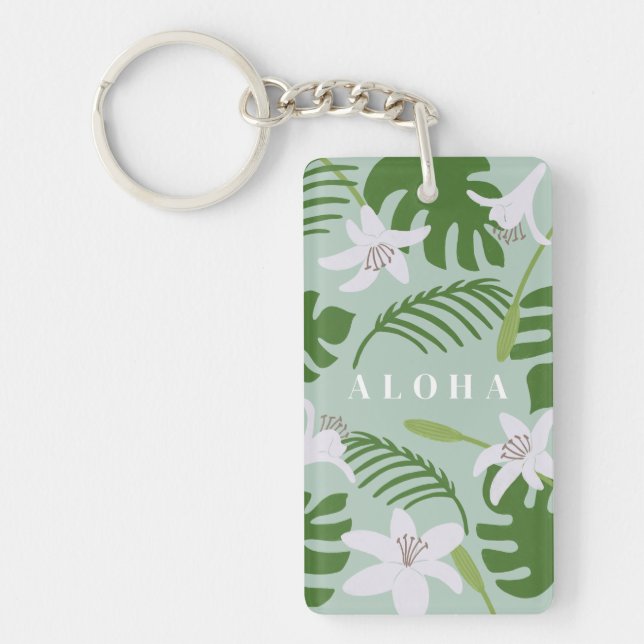 Tropical Hawaiian Aloha Key Ring (Front)