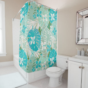 Tropical hawaiian aloha print shower curtain