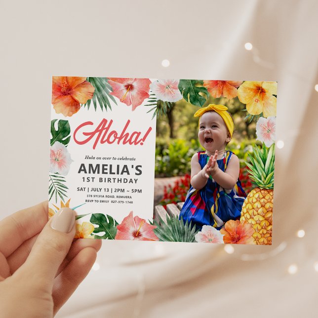 Tropical Hawaiian Birthday Party Photo Invitation  (Creator Uploaded)