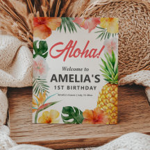 Tropical Hawaiian Birthday Party Welcome Sign