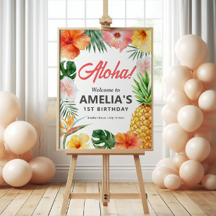 Tropical Hawaiian Birthday Party Welcome Sign