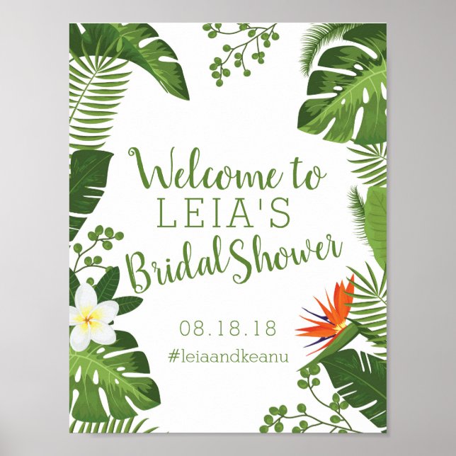 Tropical Hawaiian Bridal Shower Sign (Front)